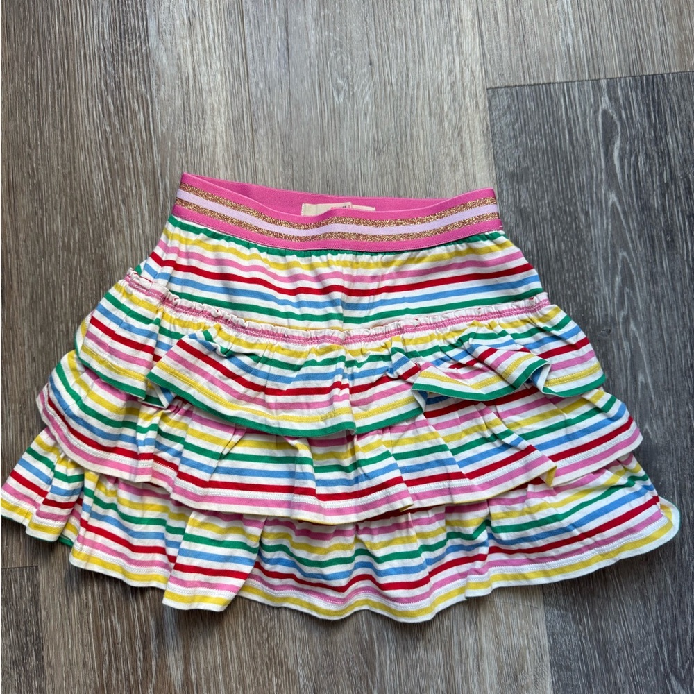 NWT Mini Boden Jersey Ruffle Skort Multi Stripe